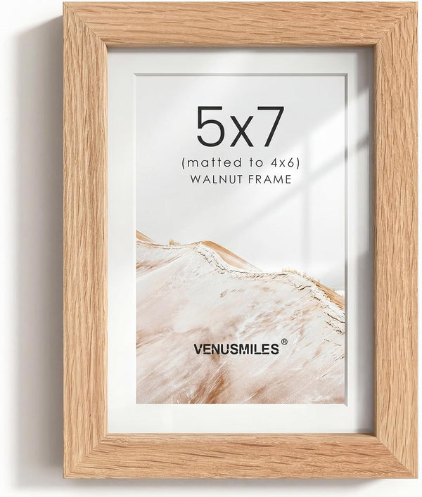 5X7 Picture Frame, Natural Oak Wood Frame Matted to 4X6 Photos3