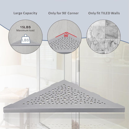 Brushed Nickel 10" Corner Shower Shelves for Tiled Walls, 2 Pack9