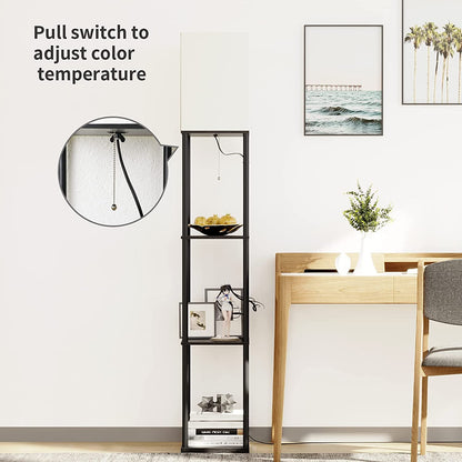 Floor Lamp with Shelves, Standing Lamps for Living Room, Black | 3 CCT LED Bulb Include, 4-Tier Display Bookshelf, 63" Tall Corner Shelf Lamp, Modern Style for Bedroom, Office, Home Decor8
