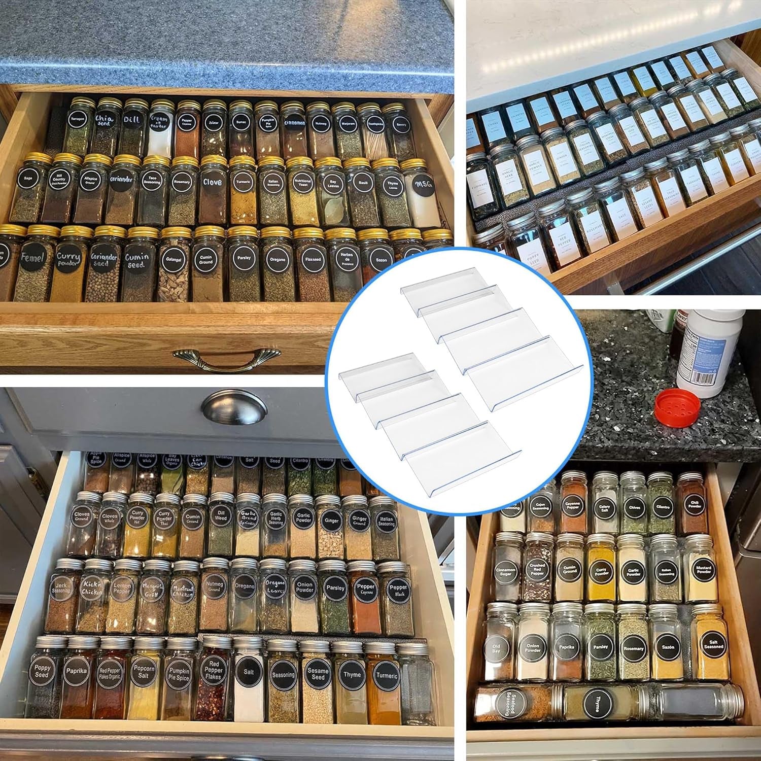 clear-acrylic-spice-drawer-organizer-4-tier-2-set-expandable-from-9-to-18-seasoning-jars-drawers-insert-kitchen-spice-rack-tray-for-drawer-countertop-jars-not-included