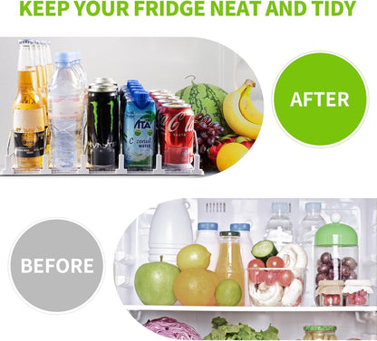 Drink Organizer for Fridge, Soda Can Organizer for Refrigerator with Automatic Pusher Glide, Adjustable Width Drink Dispenser for Fridge, Holds up to 25 Cans or Bottles, 5 Row3