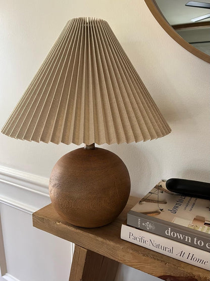 Aksel Sphere Table Lamp Coastal 17.25", Brown Wood Finish3