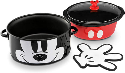 Disney Mickey Mouse 6-Quart Slow Cooker with Trivet by  - Food & Dip Warmer for Parties - Electric Slow Cooker with Glass Lid & Disney Icon Handle - Includes Mickey Glove Silicone Trivet2