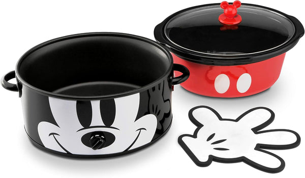 Disney Mickey Mouse 6-Quart Slow Cooker with Trivet by  - Food & Dip Warmer for Parties - Electric Slow Cooker with Glass Lid & Disney Icon Handle - Includes Mickey Glove Silicone Trivet2