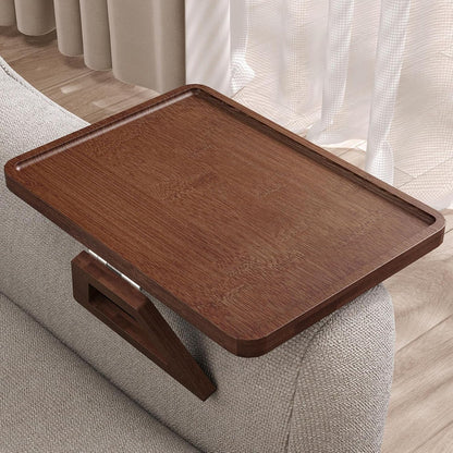 Couch Arm Tray,Bamboo Folding Sofa Tray,Sofa Armrest Tray Clip-On Couch Desk for Drinks,Snacks,Phone,Remote Control（Brown）1
