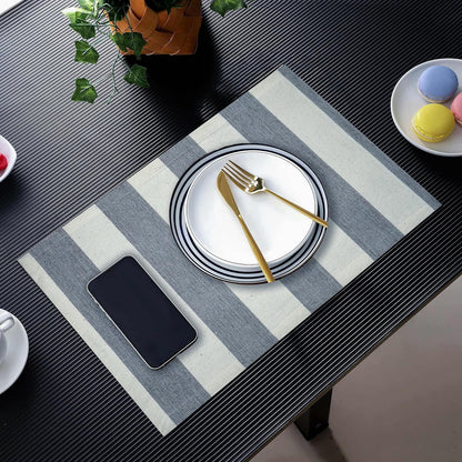 Cloths Big Stripe Placemats for Dining Table Set of 4, Heat Resistant Washable 100% Cotton Table Mats, Modern Place Mats for Dining Table Decor, Kitchen & Table Linens, 13" X 19", Blue4