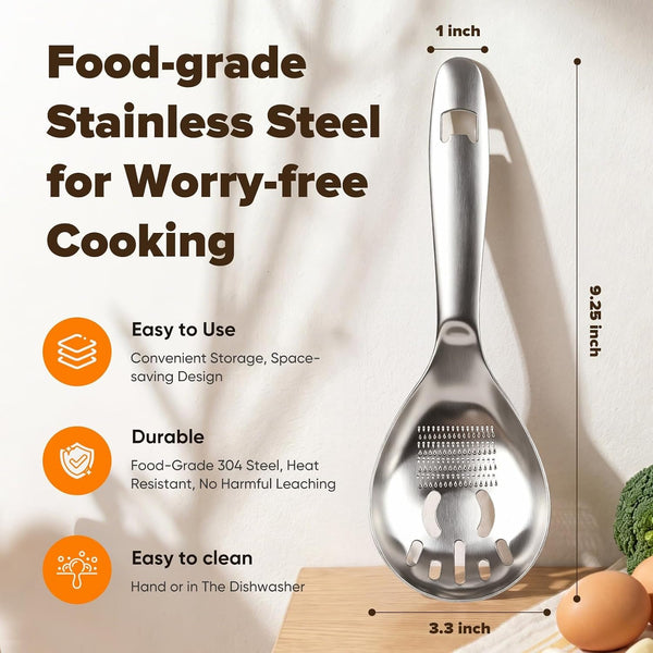 Cooking Slotted Spoon with Egg Separator, Grater, Bottle Opener6