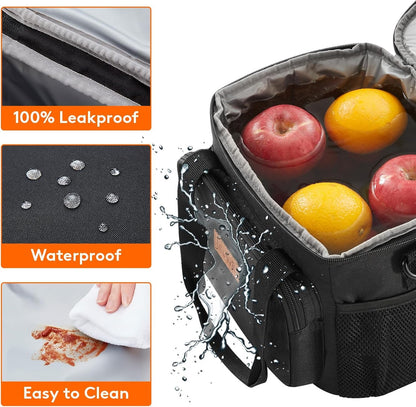 Medium Lunch Bag, Insulated Lunch Box, Soft Cooler Cooling Tote for Adult Men Women, Black 12-Can (9L)6