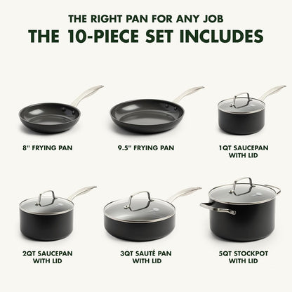 Canterbury 10 Piece Cookware Pot and Pans Set, Hard Anodized Pfas-Free Healthy Ceramic Nonstick, Stainless Steel Handles, Versatile Cooking Essentials, Dishwasher & Oven Safe, Oxford Blue3