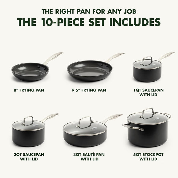 Canterbury 10 Piece Cookware Pot and Pans Set, Hard Anodized Pfas-Free Healthy Ceramic Nonstick, Stainless Steel Handles, Versatile Cooking Essentials, Dishwasher & Oven Safe, Oxford Blue3
