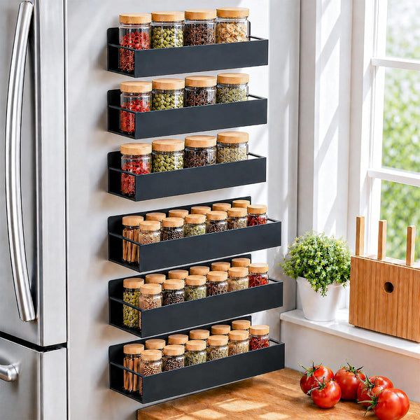 6 Pack Metal Magnetic Spice Rack for Fridge, Heavy Duty1