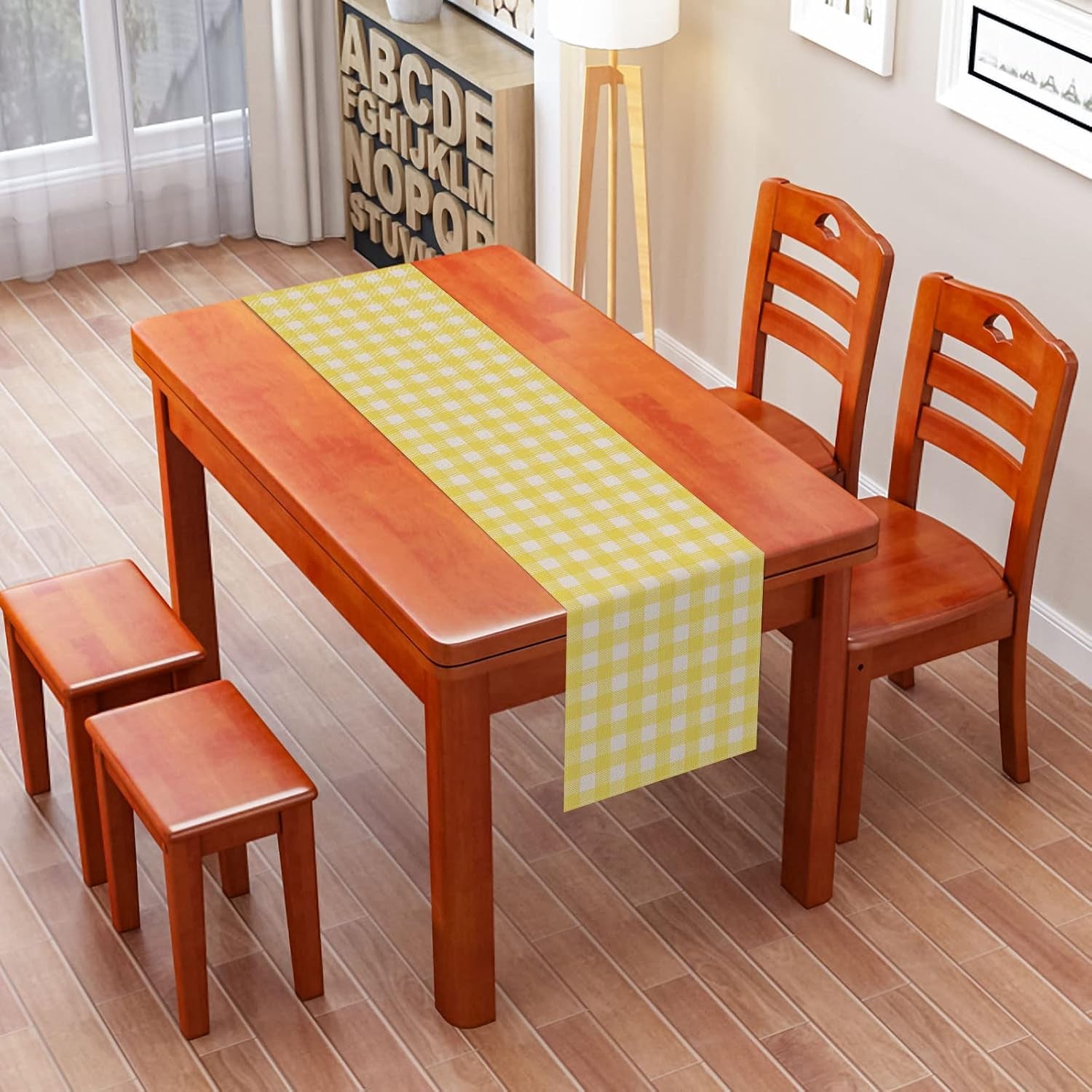 linen-yellow-and-white-buffalo-plaid-table-runner-easter-gingham-checkered-birthday-party-decoration-farmhouse-home-kitchen-decor-13-x-72