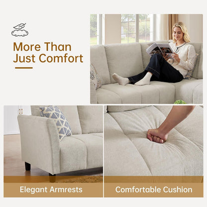 102" L Shaped Couch, 6 Seater Sectional Sofa for Living Room, Beige Couches3