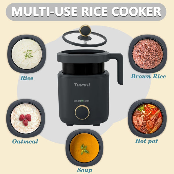 Rice Cooker Small 2-Cup Uncooked, Mini Rice Cooker, Removable Pot | 1.2L, Nonstick Pot, Bpa-Free, One-Touch Operation, Auto Keep Warm, Ideal for Dorm, Office & Travel, Compact & Portable, Grey4