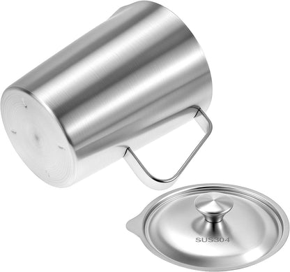 Large 70 Oz Stainless Steel Measuring Cup with Removable Lid – Extra Capacity Marked Pitcher for Kitchen, Coffee & Bar Use8