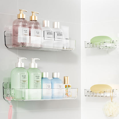 Crystal-Clear Shower Caddy with Soap Dish & Adhesive Pads, 2 Pack1