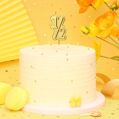 Half Year Birthday Candle, 1/2 Gold Number Birthday Candles, Cake Topper for Baby'S Sixth Month Birthday Anniversary Celebration Party Supplies7