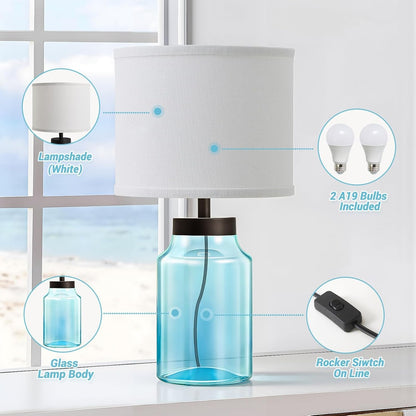 Coastal Fillable Table Lamps, Bedside Lamps Set of 2 for Home Decor3