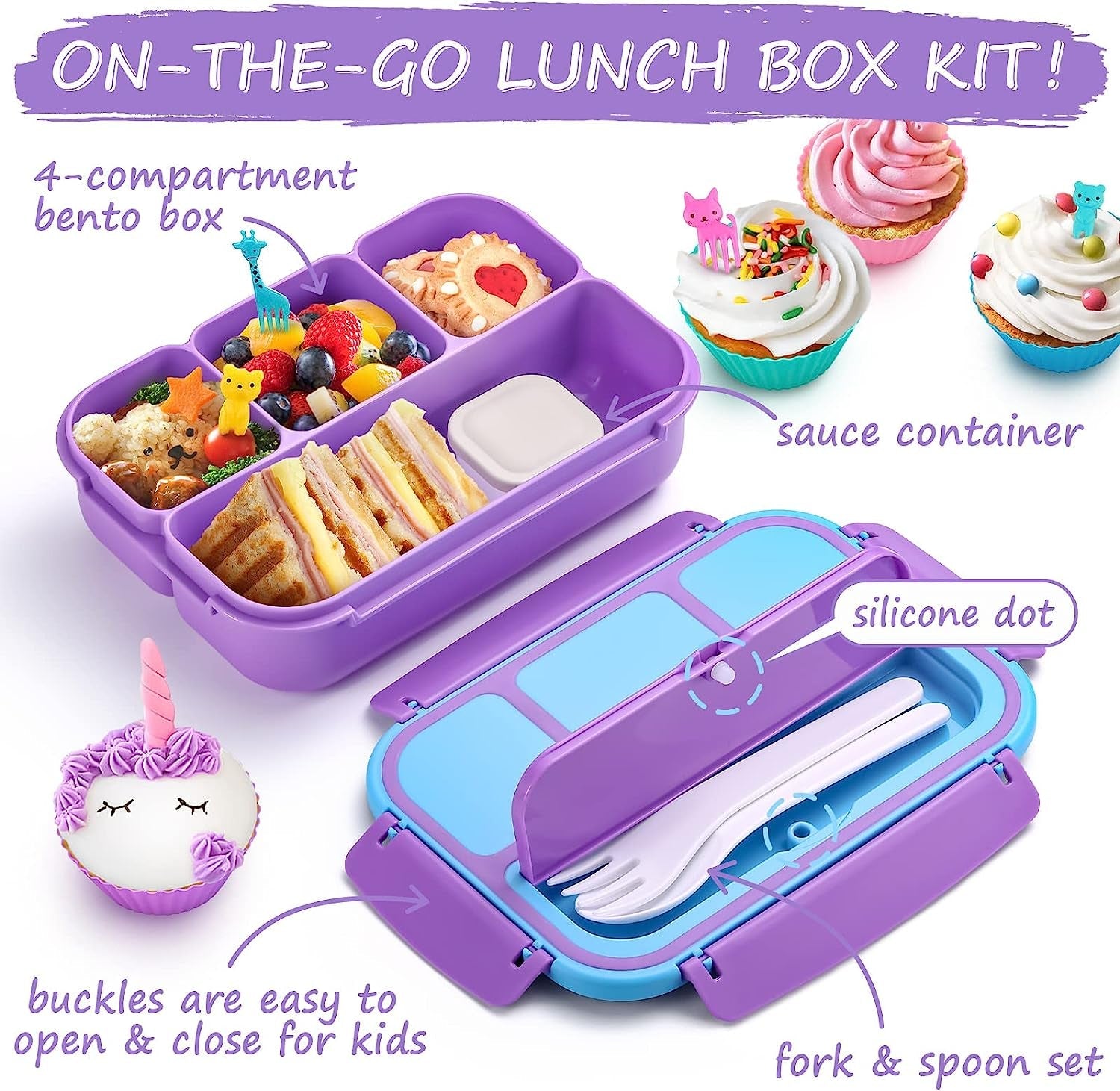 bento-lunch-box-for-kids-girls-boys-toddler-kids-lunch-boxes-for-school-lunch-containers-for-adults-with-4-compartments-sauce-container-utensils-food-picks-and-muffin-cups-purple