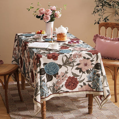 Designer Rectangular Linen Tablecloth,118"X67"-Burgundyred3