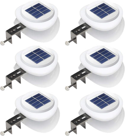 Outdoor Solar Gutter Lights - Solar Fence Lights Outdoor Waterproof LED Deck Lighting Wall Mount Decorative Auto On/Off for Eaves Yard Garage Garden Deck Patio Railing (6 Pack, White)1