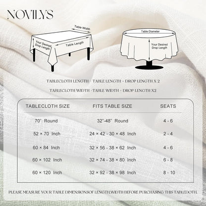 Textured Linen Rectangle Tablecloth, 60 X 84 Inch, Cream | Waterproof Stain Resistant & Wipeable Table Cloth, Farmhouse Neutral Style Table Cover for Kitchen, Dining, Party, Home Decor6