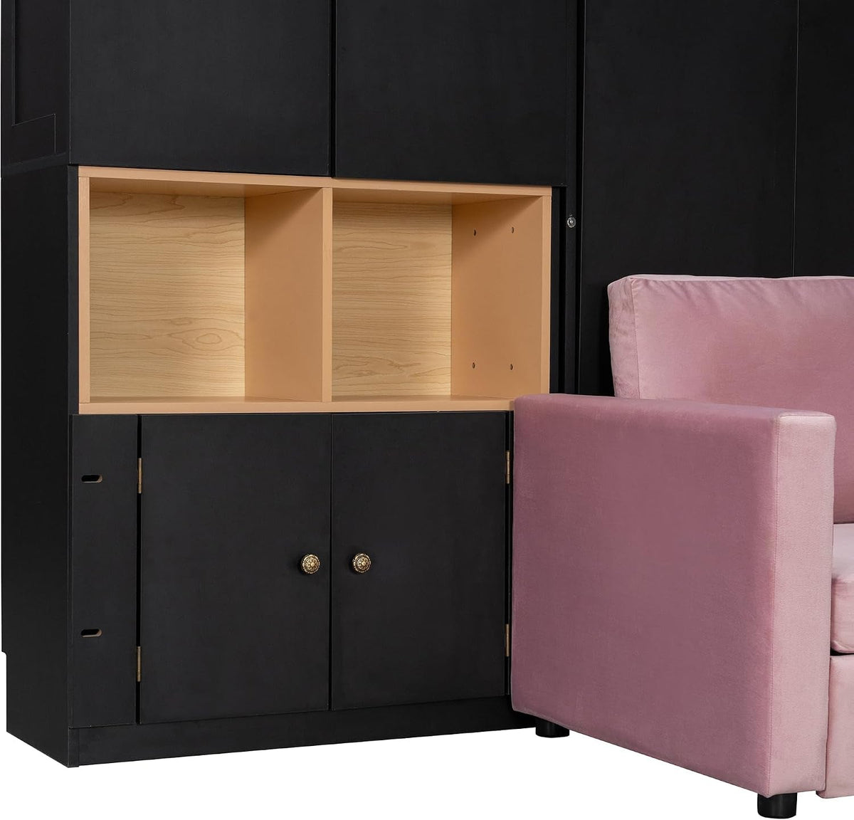 queen-size-murphy-bed-with-large-sofa-and-storage-shelves-for-bedroom-guest-study-room-space-saving-wooden-foldable-wall-bed-frame-with-dual-led-and-cabinets-no-box-spring-needed
