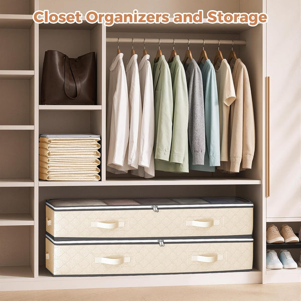 95L under Bed Storage Containers, 2 Pack Beige4