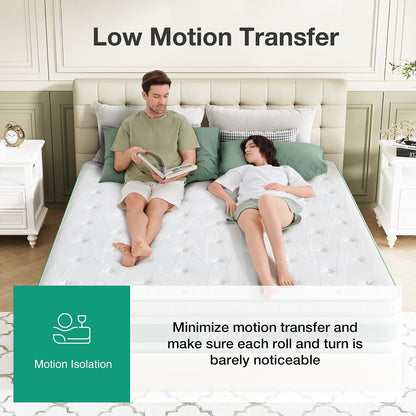 King Size Mattress 14 Inch, Hybrid Mattress in a Box|Gel Memory Foam & Individual Pocket Springs, Medium Firm, Motion Isolation, Cool Sleep & Pressure Relief, Certipur-Us3