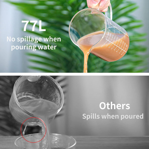 2 Cup Glass Measuring Cup, [Insulated Handle, V-Shaped Spout], High Borosilicate Glass Measuring Cup for Kitchen or Restaurant, Easy to Read, 500 ML (0.5 Liter, 2 Cup)2