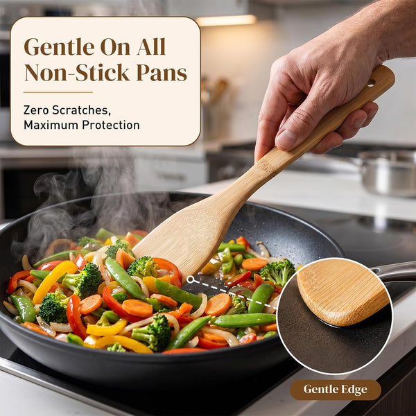 7-Piece Bamboo Kitchen Utensils Set, Wooden Spoons & Spatulas for Nonstick Cookware, Lightweight Heat-Resistant Cooking Tools with Comfortable Grip, Kitchen Gift Set4