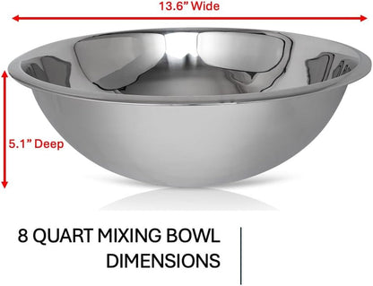 8 Quart Large Stainless Steel Mixing Bowls Set, 3-Pack, Nesting Bowls6
