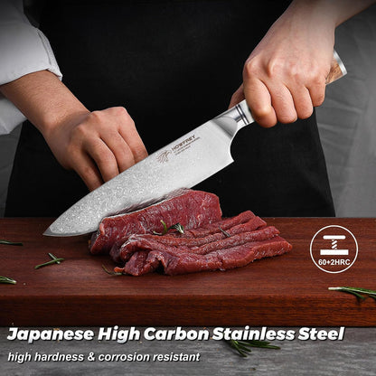 Damascus Chef Knife 8 Inch, 67-Layer Japanese Kitchen Knives Sharp VG-10 High Carbon Stainless Steel with Ergonomic Pakkawood Handles, Elegant Gift Box Packaging for Home and Kitchen7