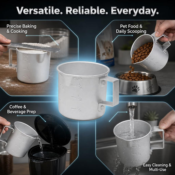 Measuring Cup, 8 Oz Metal Measuring Cup with Handle and Pour Lip for Liquid with Easy-Read Markings for Cooking and Baking, Kitchen Essential Aluminium7