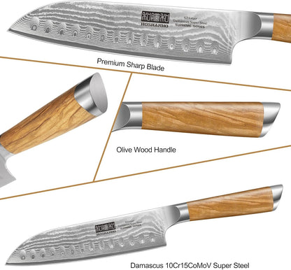 Damascus Kitchen Knife Set 3PCS, Sharp Chef/Santoku/Fruit Knives4