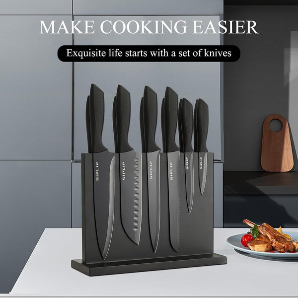 Kitchen Knife Set with Magnetic Knife Holder, 15 Pieces High Carbon Stainless Steel Sharp Kitchen Knife Set Including Chef'S Knife, Bread Knife, Serrated Steak Knife Set6