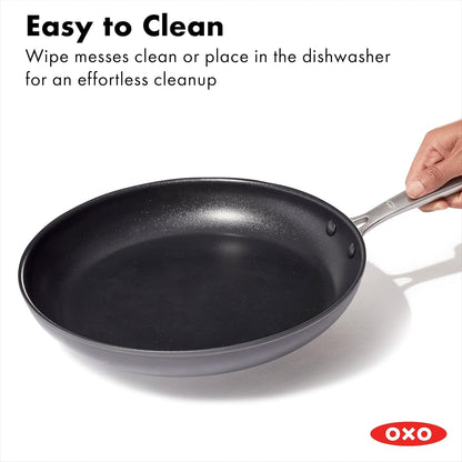 OXO Enhanced 10" Frying Pan Skillet, Pfas-Free Ceramic Nonstick, Durable Hard Anodized Cookware, Scratch Resistant, Stainless Steel Handle, Good Grips, Dishwasher Safe, Oven Safe, Black6