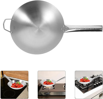 Non-Stick Wok Stainless Steel Frying Pan Long Handle Big Pan for Induction4