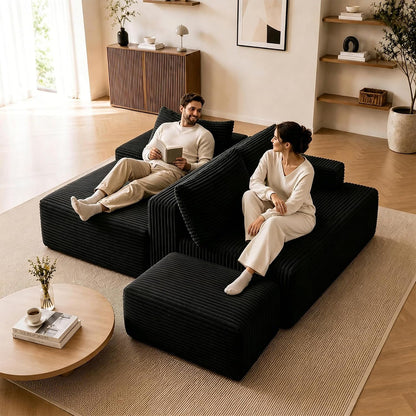 Boneless Couch, Modular Sectional Couches for Living Room, U-Shaped Cloud Couch Sofa with Deep Seat, Fluffy Corduroy Upholstered Corner Sofa8