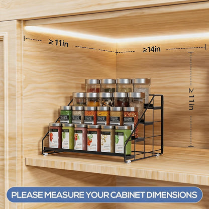 Spice Rack Organizer for Cabinet, 4 Tiered Spice Rack Organizer, Tiered Adjustable Spice Shelf for Kitchen Countertop Organization, Bright Black2