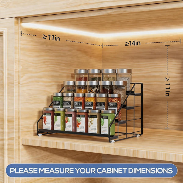 Spice Rack Organizer for Cabinet, 4 Tiered Spice Rack Organizer, Tiered Adjustable Spice Shelf for Kitchen Countertop Organization, Bright Black2