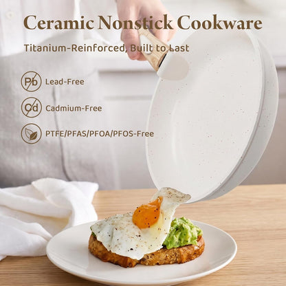 31Pcs Pots and Pans Set Non Stick Ceramic Cookware Set W/Removable Handle | Non Toxic, Pfas-Free, Durable, Space Saving, Induction Compatible, Dishwasher Safe, 3Pcs Knife Set, 4Pcs Placemat Set3