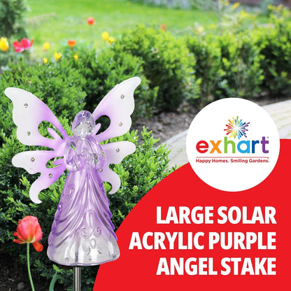 Garden Solar Lights, Decorative Angel Garden Stake, 13 Leds, Cute Yard and Pathway Decor, Purple, 7 X 40 Inch2