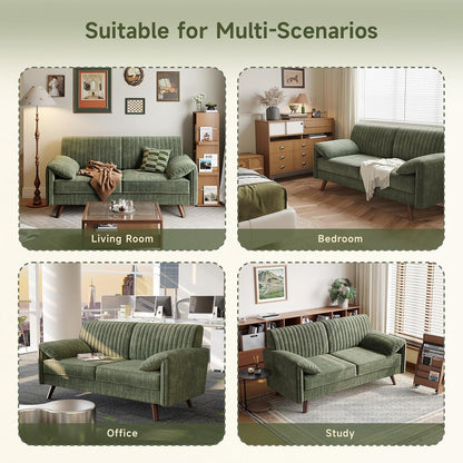 64.5" Loveseat Sofa, Chenille Loveseat Couch for Living Room, Green6