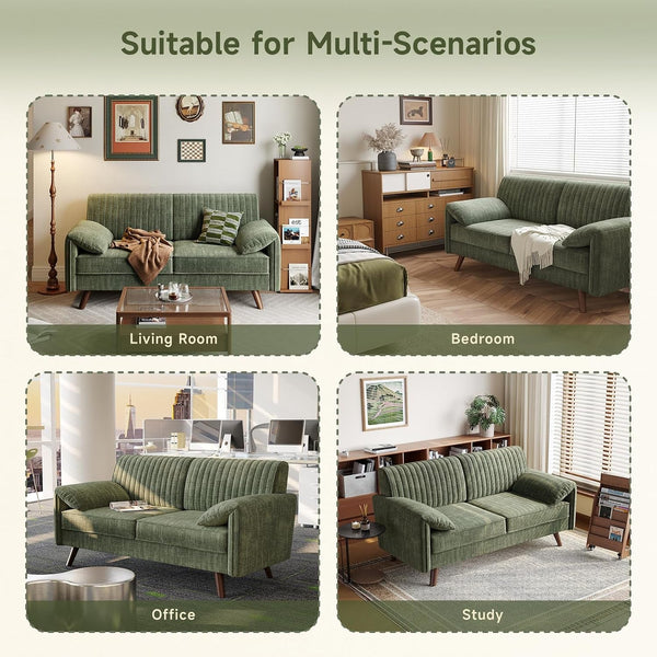 64.5" Loveseat Sofa, Chenille Loveseat Couch for Living Room, Green6