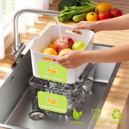 5 Pack Fruit Storage Containers for Fridge, Plastic Fruit Containers Set2
