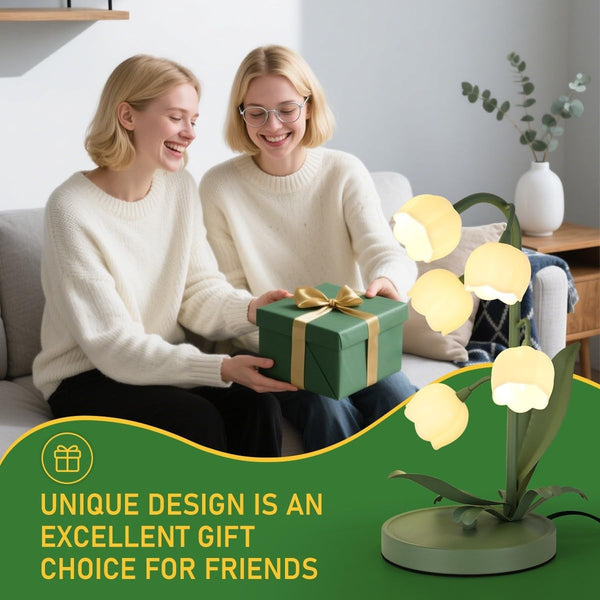Newaonasen Flower Table Lamp Flower Reading Light with 5 Lily of the Valley6