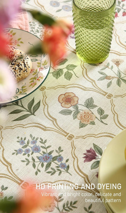 Designer Vintage Square Linen Tablecloth,55"X55"-Serenity B5