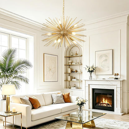 24In 9-Lights Gold Sputnik Chandelier Mid-Century Modern Starburst2