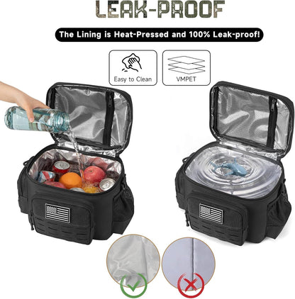 Tactical Lunch Bag for Mens Military Heavy Duty Lunch Box Work Leakproof Insulated Durable Thermal Cooler Bag for Adult Meal for Office Camping Picnic Pail MOLLE Webbing Black5